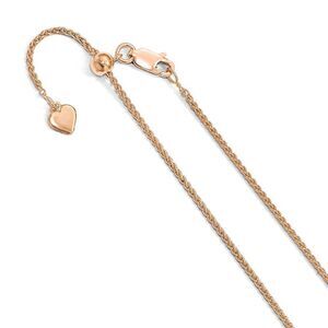 1.1mm Rose Gold Tone Plated Silver D/C Adj Spiga Chain Necklace, 22 In